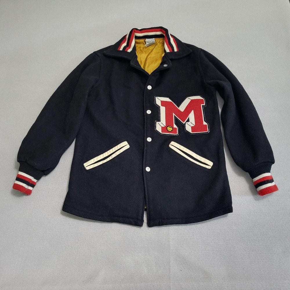 VTG High School Varsity Letter Letterman Jacket Coat Chenille M Basketball